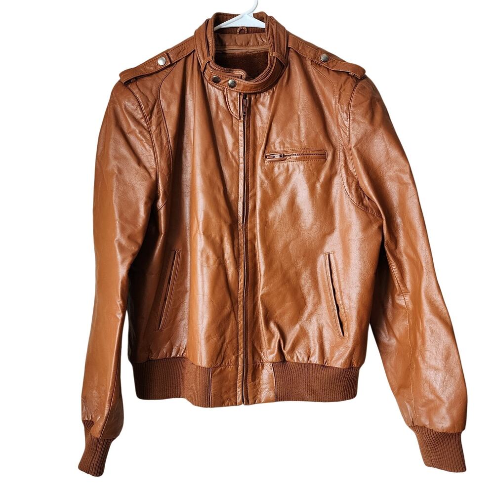 Vintage Bermans Leather Jacket Mens Size 46 Brown Removable Liner Bomber Biker